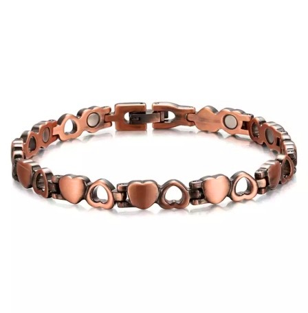 Women's Little Hearts 99.9% Pure Copper Links Magnetic Bracelet #RCB015