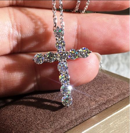 Dozen (12 PC.) 30mm high 22mm wide AAA Quality CZ Cubic Zirconia Cross Necklaces #CZ-CROSS1 (SEE VIDEO)