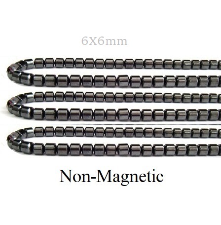 10 Strands 6X6mm Drum Hematite Beads (NON-Magnetic) AAA Quality #H-D6