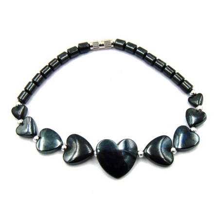 Dozen (12 PC.) Nine Hearts Hematite Bracelet (NON-Magnetic) #HBR-034
