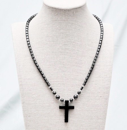 Dozen Plain Cross Hematite Necklace #HN-0001