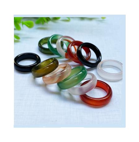 100 PC. Stone Rings 6mm Wide Smooth Finish Mixed Color and Sizes 6,7,8 for Women #HRG400