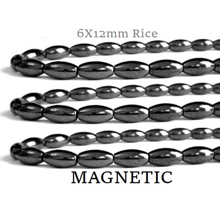 10 Strands 6x12mm Rice 16" Magnetic Beads #MB-R6x12