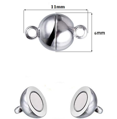 100 Sets Silver-White Color 6x11mm Magnetic Clasps #MC-4