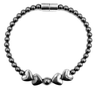 1 PC. 4 Hearts Magnetic Bracelet Hematite Bracelet For Women #MHB00010