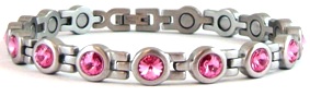 Pink Crystal Stainless Steel Magnetic Bracelet #SSB403s