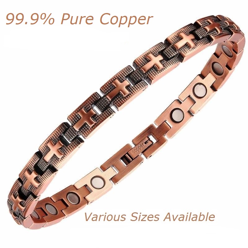 Solid Copper Magnetic Bracelet Cross Copper Bracelet #CMB032