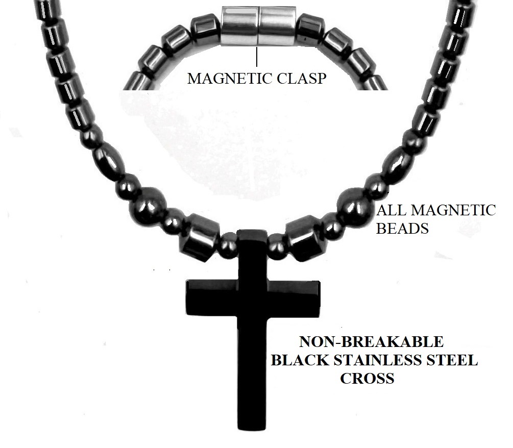 Cross Magnetic Necklace with Stainless-Steel Cross #MHN-430